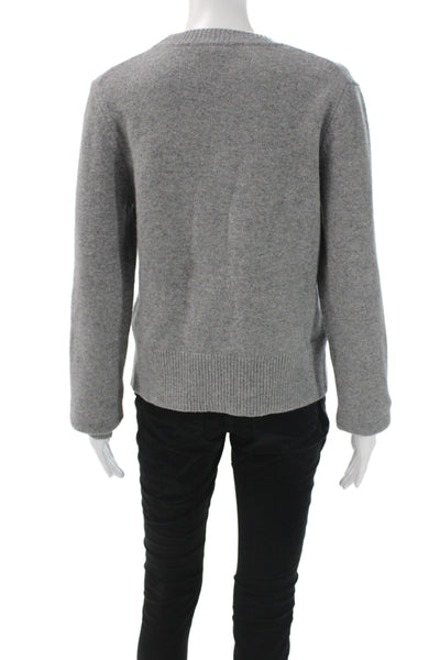 Tibi Women Pullover Cashmere Sweater Crew Neck Long Sleeve Gray Size M