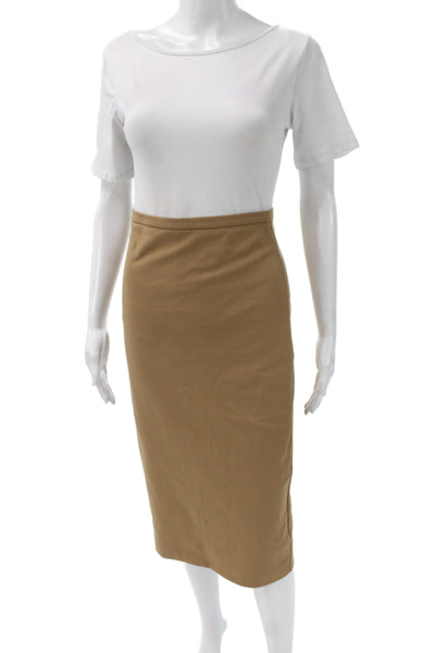 Max Mara Womens Straight Pencil Skirt Brown Cotton Knee Length Size M