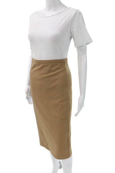 Max Mara Womens Straight Pencil Skirt Brown Cotton Knee Length Size M