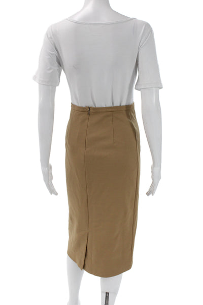 Max Mara Womens Straight Pencil Skirt Brown Cotton Knee Length Size M