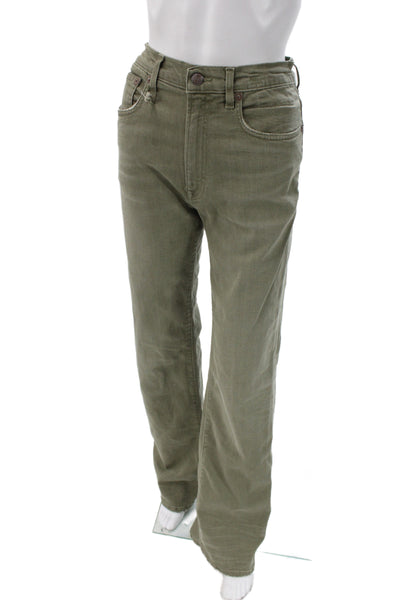 R13 Women Straight Jeans Green Cotton Size 26