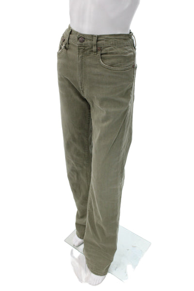 R13 Women Straight Jeans Green Cotton Size 26