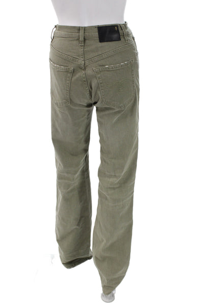 R13 Women Straight Jeans Green Cotton Size 26