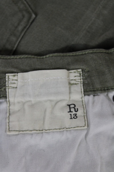 R13 Women Straight Jeans Green Cotton Size 26