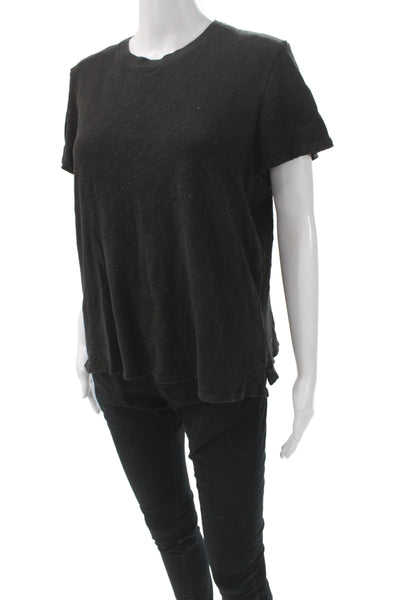 ATM Womens Basic Black Cotton Short Sleeve Crew Neck T Shirt Size L