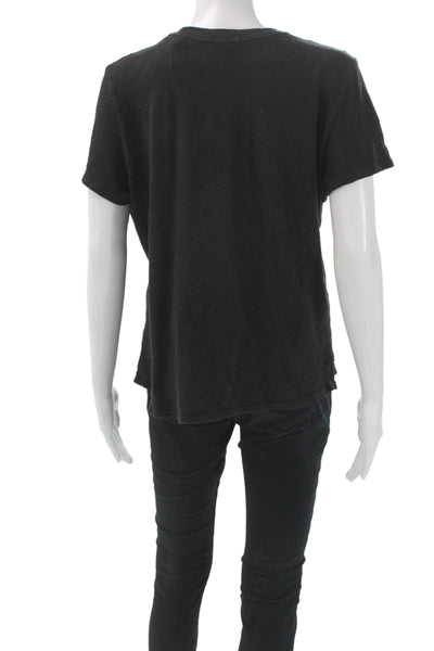 ATM Womens Basic Black Cotton Short Sleeve Crew Neck T Shirt Size L