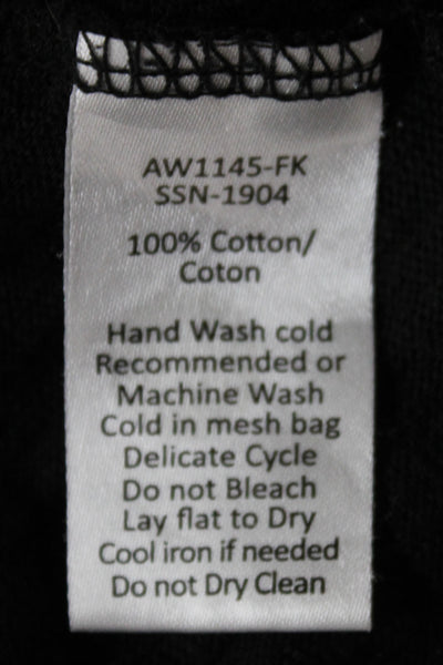 ATM Womens Basic Black Cotton Short Sleeve Crew Neck T Shirt Size L
