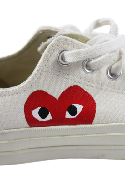 Converse x Play Comme des Garcons Womens Chuck 70 Low Sneakers White Size 4.5