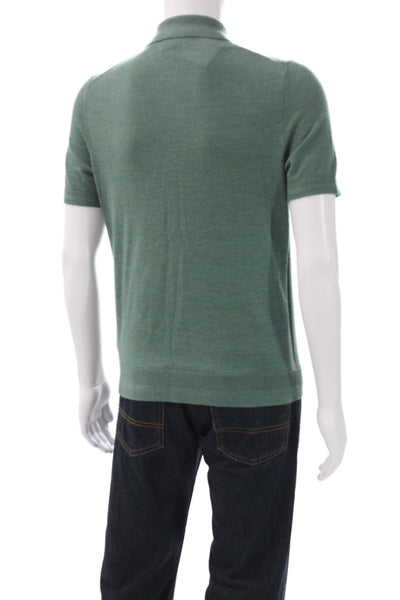 Ted Baker London Men Green Wool Collared Short Sleeve Shirt Size L