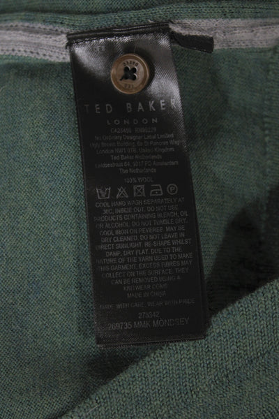 Ted Baker London Men Green Wool Collared Short Sleeve Shirt Size L