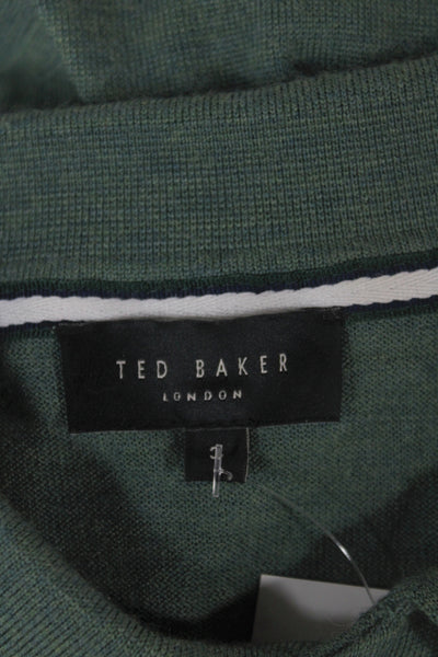 Ted Baker London Men Green Wool Collared Short Sleeve Shirt Size L