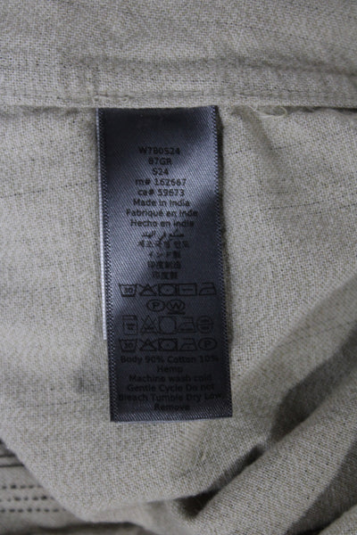 John Varvatos Mens Striped Short Sleeve Button-Down Shirt Beige Size L