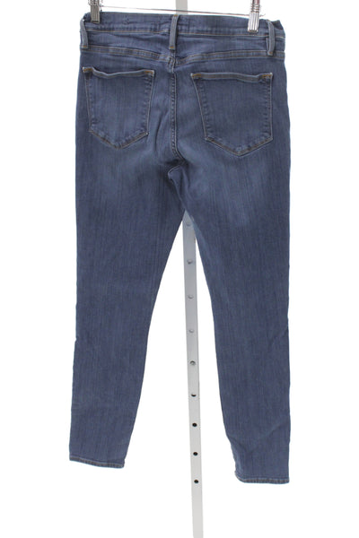 Frame Women Skinny Jeans Blue Mid Rise Cotton Blend Button Size 28