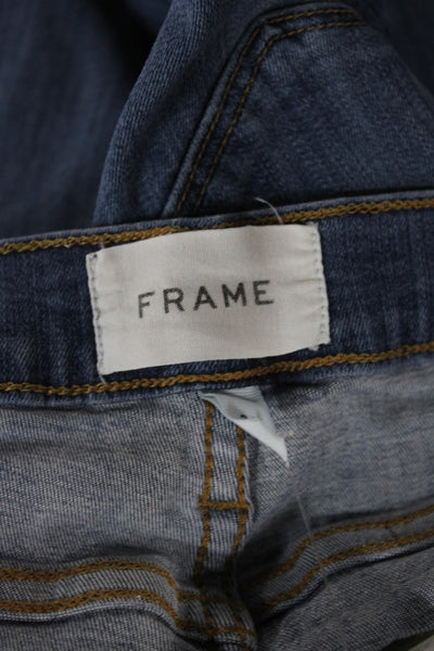 Frame Women Skinny Jeans Blue Mid Rise Cotton Blend Button Size 28