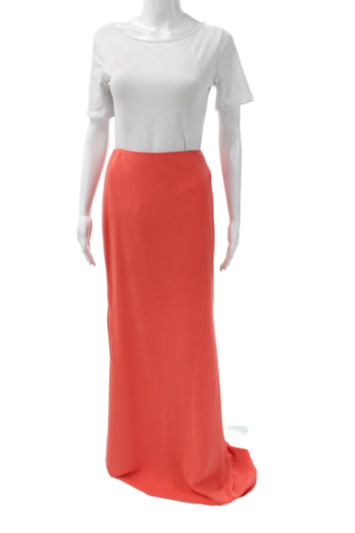 Badgley Mischka Women Maxi Skirt Orange Polyester Zip Long Size 3