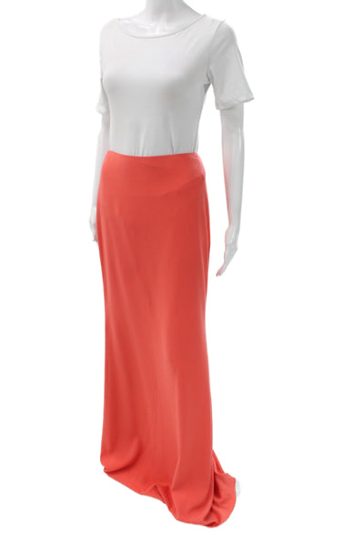Badgley Mischka Women Maxi Skirt Orange Polyester Zip Long Size 3