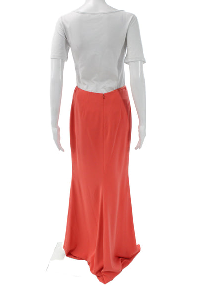 Badgley Mischka Women Maxi Skirt Orange Polyester Zip Long Size 3