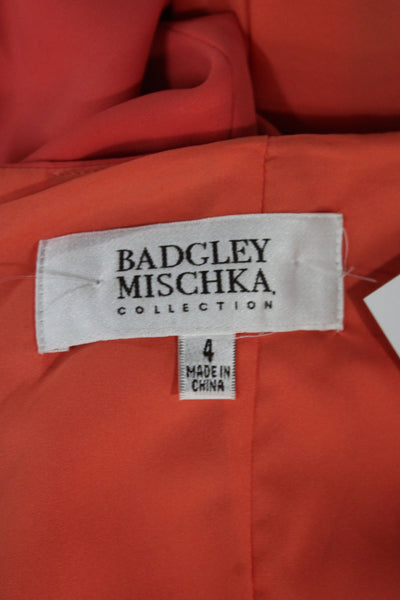 Badgley Mischka Women Maxi Skirt Orange Polyester Zip Long Size 3