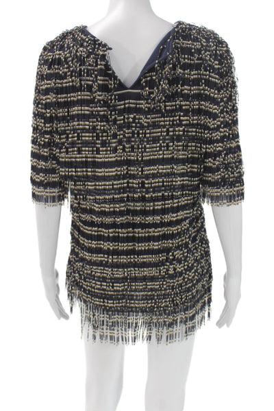 Badgley Mischka Womens Black Abstract T-Shirt Dress Half Sleeve Size 9