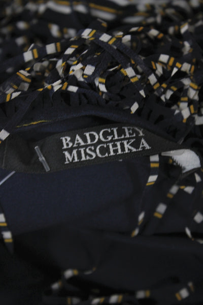 Badgley Mischka Womens Black Abstract T-Shirt Dress Half Sleeve Size 9