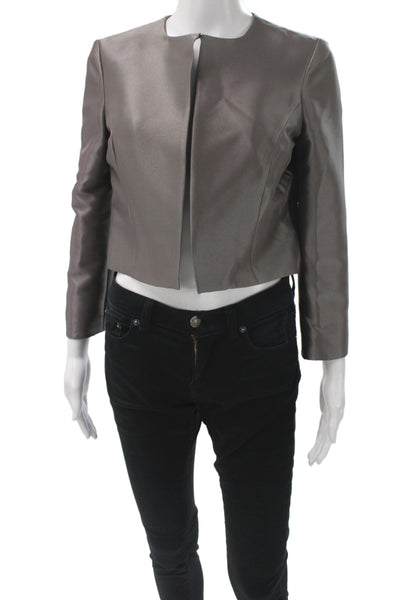 Badgley Mischka Women Basic Jacket Gray Long Sleeve Polyester Size 4