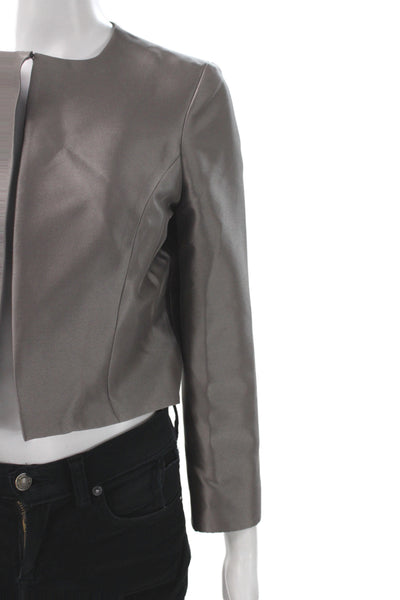 Badgley Mischka Women Basic Jacket Gray Long Sleeve Polyester Size 4