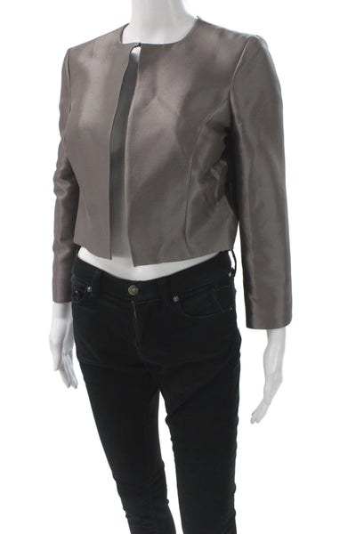 Badgley Mischka Women Basic Jacket Gray Long Sleeve Polyester Size 4