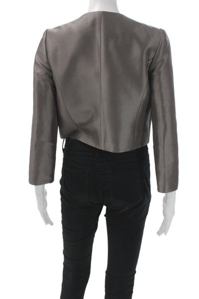 Badgley Mischka Women Basic Jacket Gray Long Sleeve Polyester Size 4