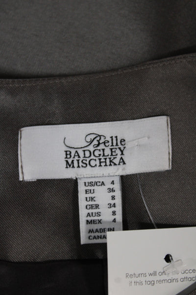 Badgley Mischka Women Basic Jacket Gray Long Sleeve Polyester Size 4