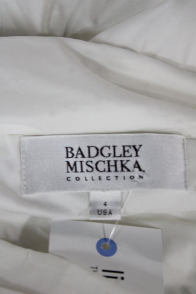 Badgley Mischka Womens Asymmetrical Neck Cotton Sleeveless T-Shirt White Size 4
