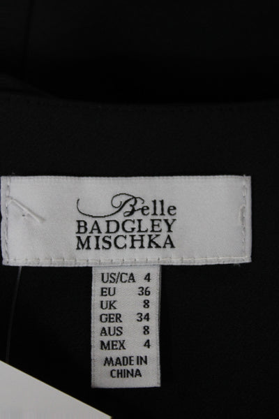 Badgley Mischka Womens Basic Feather Jacket Black Hook Eye Polyester Size 4
