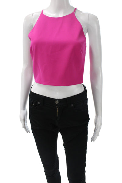 Badgley Mischka Womens Shirt Sleeveless Crew Neck Solid Pink Size 4