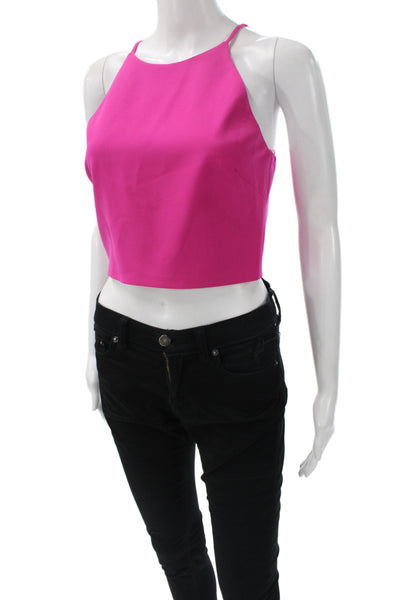 Badgley Mischka Womens Shirt Sleeveless Crew Neck Solid Pink Size 4
