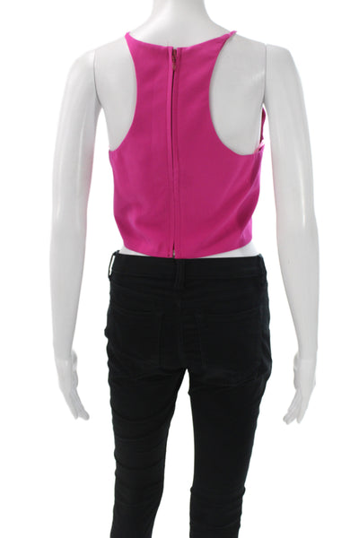 Badgley Mischka Womens Shirt Sleeveless Crew Neck Solid Pink Size 4