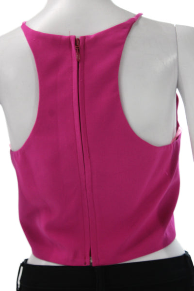 Badgley Mischka Womens Shirt Sleeveless Crew Neck Solid Pink Size 4