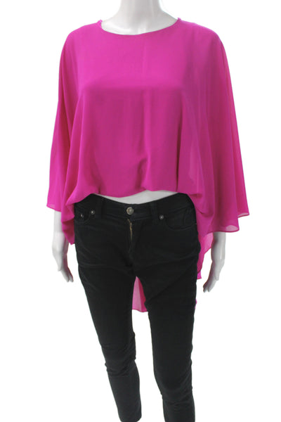 Badgley Mischka Womens Pink Round Neck Shirt Long Sleeve Size S
