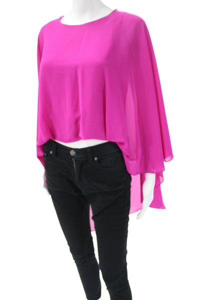 Badgley Mischka Womens Pink Round Neck Shirt Long Sleeve Size S