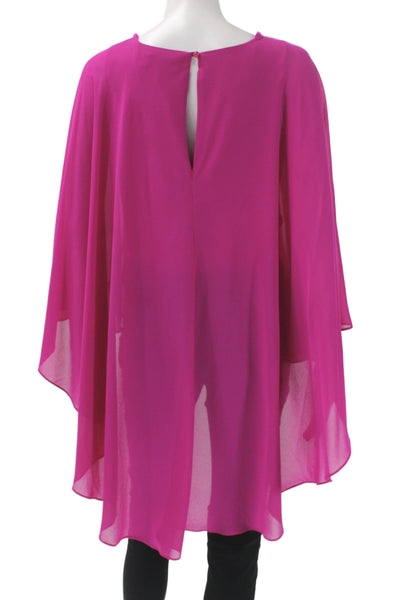 Badgley Mischka Womens Pink Round Neck Shirt Long Sleeve Size S