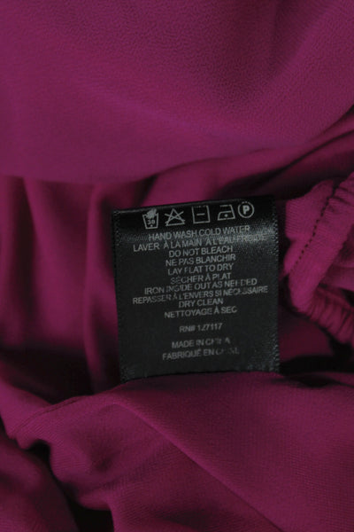 Badgley Mischka Womens Pink Round Neck Shirt Long Sleeve Size S