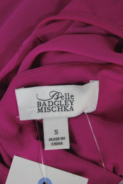 Badgley Mischka Womens Pink Round Neck Shirt Long Sleeve Size S