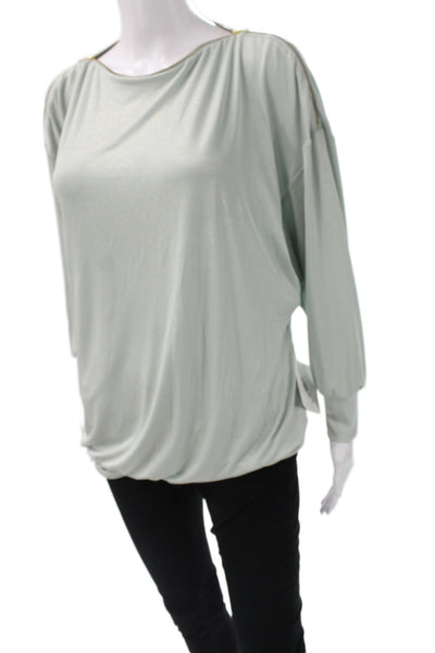 Badgley Mischka Women T-Shirt Crew Neck Long Sleeve Green Size S