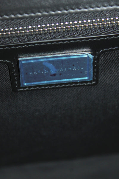 Marina Raphael Womens Straw Riviera Tote Shoulder Handbag Black