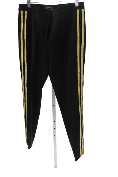 Lanvin Womens Black Wool Trousers Solid Size 36