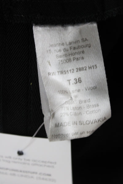 Lanvin Womens Black Wool Trousers Solid Size 36