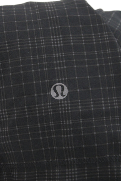Lululemon Mens Sweat Shorts Black Plaid Polyester Drawstring Athleisure Size 32