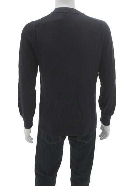 Theory Mens Black Crew Neck Pullover 97% Cotton Long Sleeve Size M