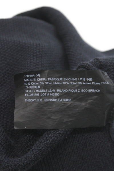 Theory Mens Black Crew Neck Pullover 97% Cotton Long Sleeve Size M