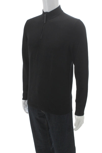 Theory Mens Pullover Sweater Black Mock Neck Long Sleeve Size M