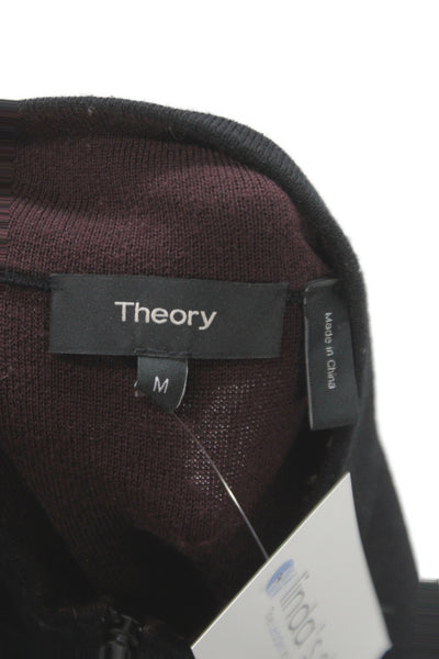Theory Mens Pullover Sweater Black Mock Neck Long Sleeve Size M