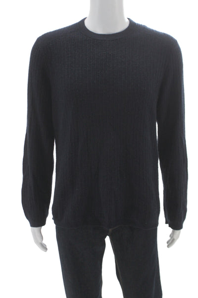 Theory Mens 100% Cashmere Crew Neck Pullover Blue Long Sleeve Size L